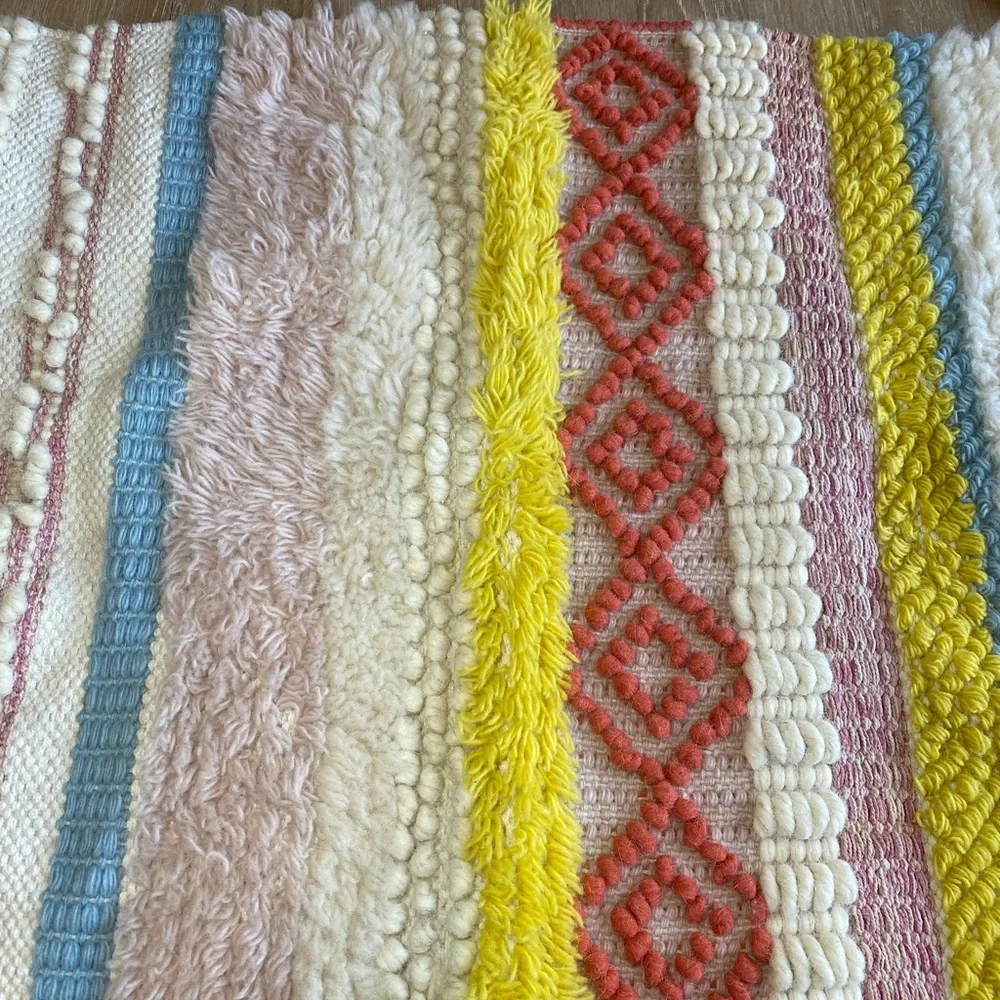 Colorful Striped Bohemian Chunky Knit Rug (~2x3 Feet)
